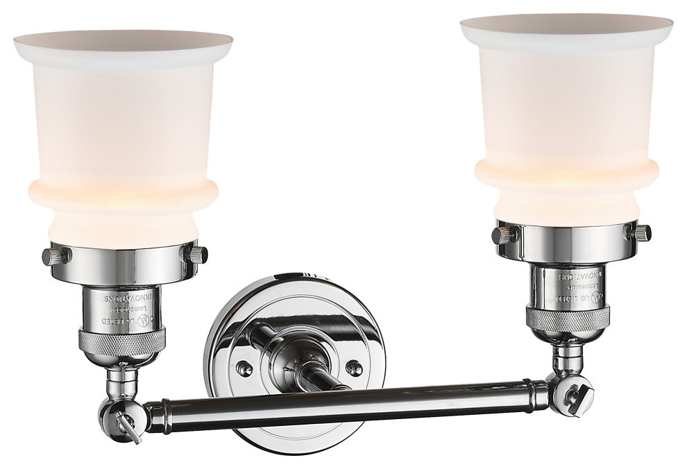 Small Canton 2-Light Bath Vanity-Light, Polished Chrome, Matte White