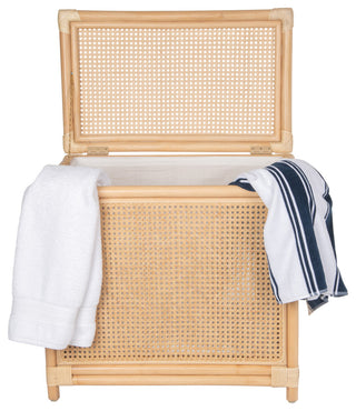 Rattan Cane Clothes Hamper Laundry Basket, Removable Liner, Lid, 2-3 Loads