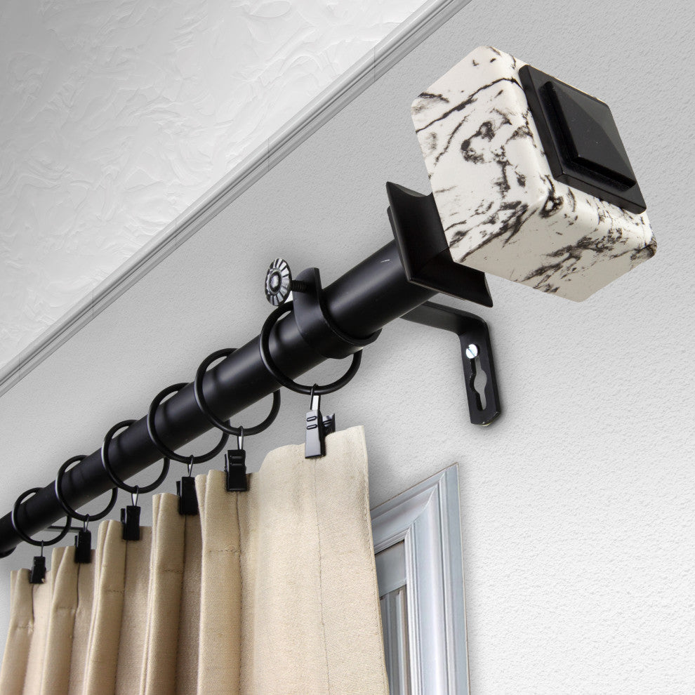 Brielle 1" Diameter Curtain Rod, Black, 120-170"