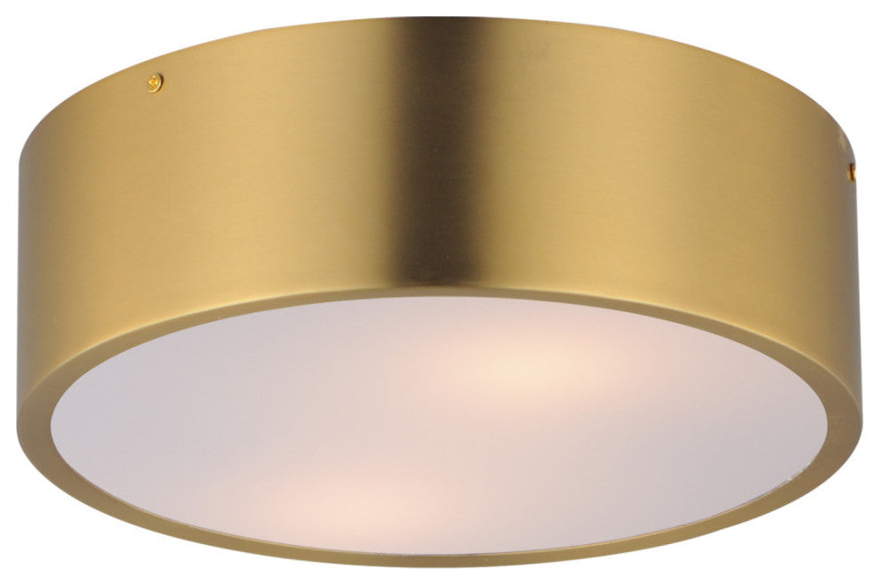 Maxim 10494 Tommy 2 Light 12"W Flush Mount Drum Ceiling Fixture - Satin Brass