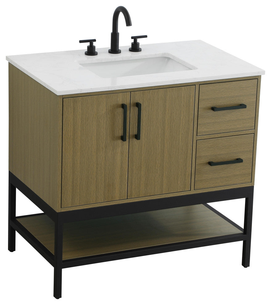 Home Living 36" Single Bathroom Vanity, Chestnut Brown