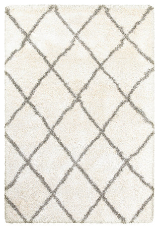 Hartley Diamond Lattice Ivory and Gray Area Rug, 7'10"x10'10"