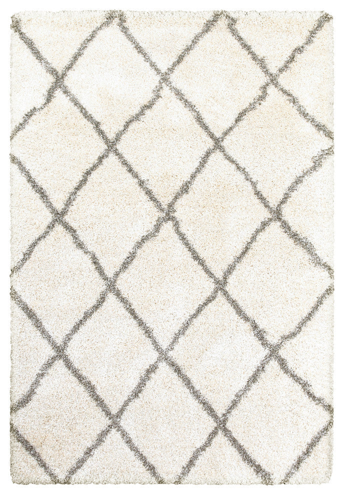 Hartley Diamond Lattice Ivory and Gray Area Rug, 7'10"x10'10"
