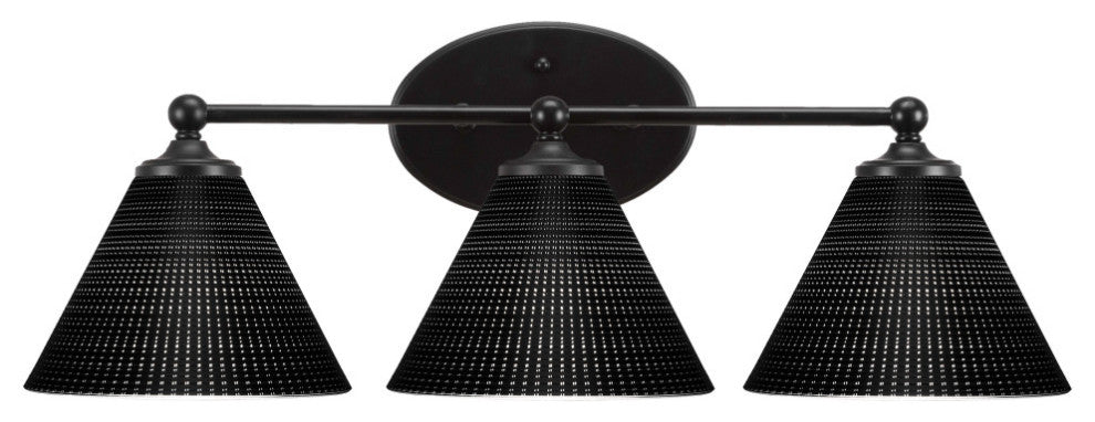 Capri 3-Light Bath Bar, Matte Black/Black Matrix