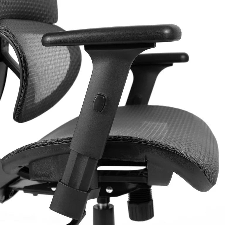 Contemporary Office Chair, Mesh Seat & Back With Adjustable Headrest, Gray