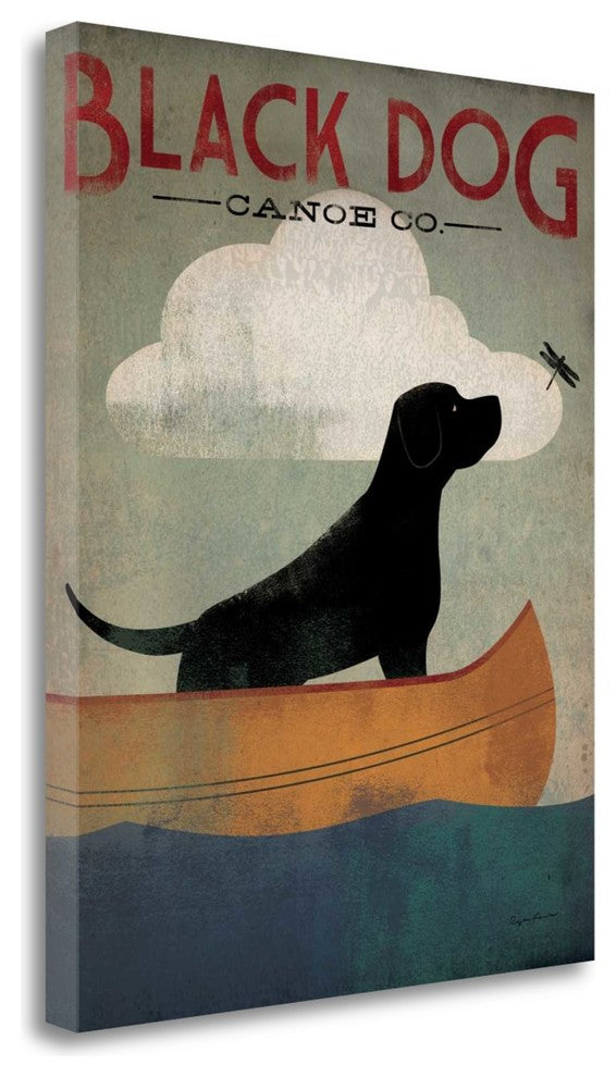"Black Dog Canoe" By Ryan Fowler, Giclee Print on Gallery Wrap Canvas