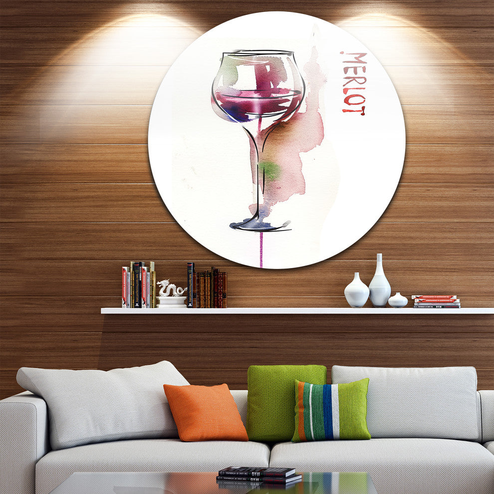 Red Wine, Contemporary Round Wall Art, 23"