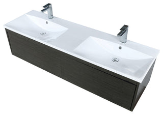 Sant 60 Iron Charcoal DB Vanity, Acrylic Top With Sinks, Gun Metal Faucet Set