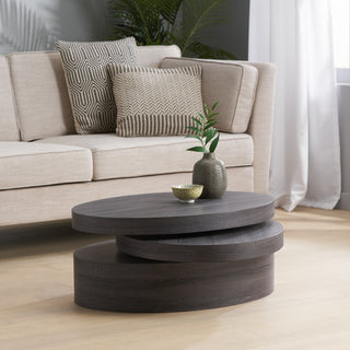 GDF Studio Lenox Oval Mod Rotating Wood Coffee Table