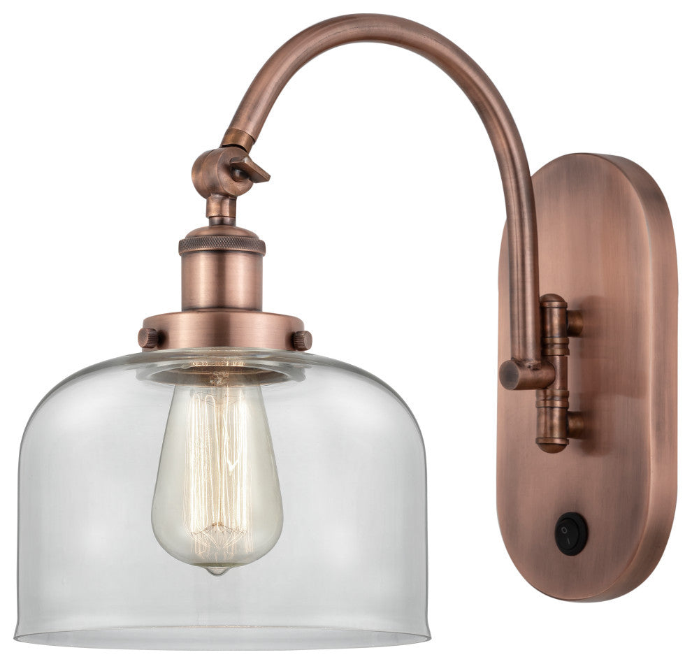Bell Sconce, Antique Copper, Clear, Clear