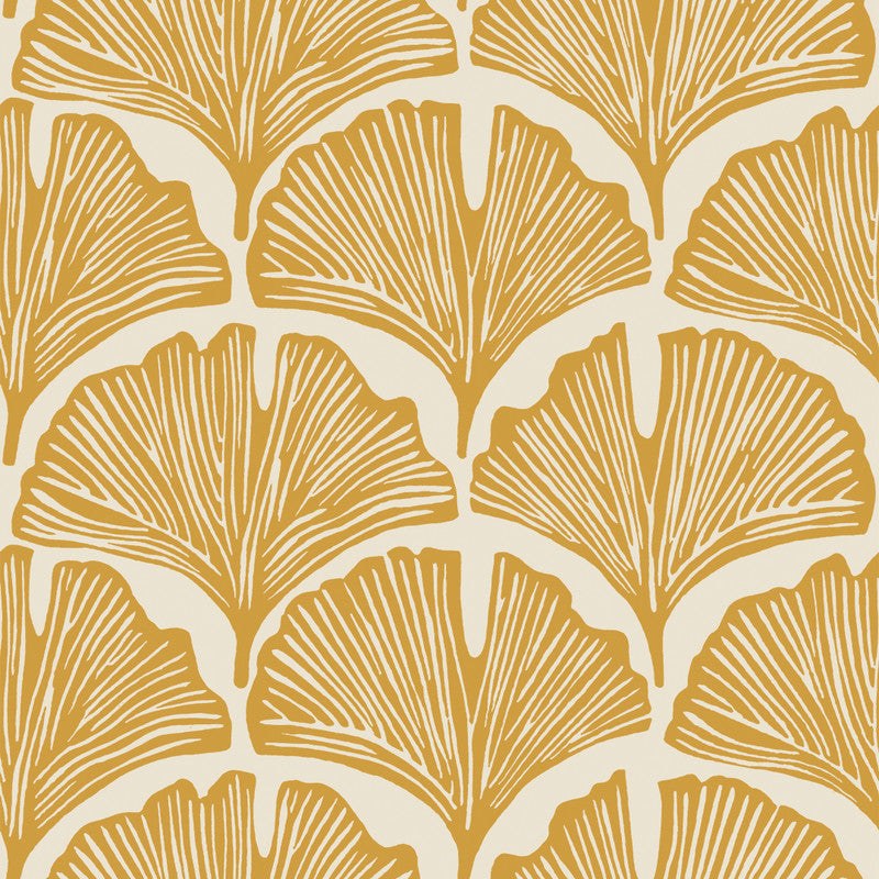 Feather Palm Peel and Stick Wallpaper By Novogratz Golden Mustard Palm Sample