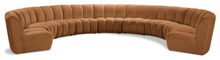 Infinity Channel Tufted Velvet Modular Chair, Saddle, 9 Piece