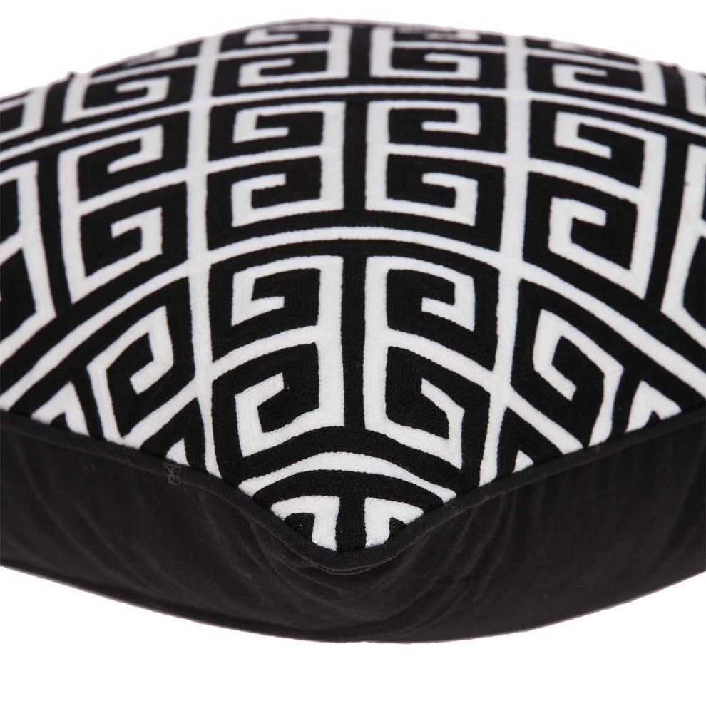 HomeRoots 20" x 7" x 20" Black and White Pillow Cover With Down Insert
