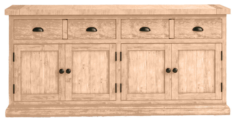 70" Rustic Sideboard Buffet, European Ivory