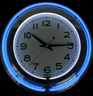 Neon Wall Clock - 14-Inch Round Battery-Operated Analog Quartz Timepiece