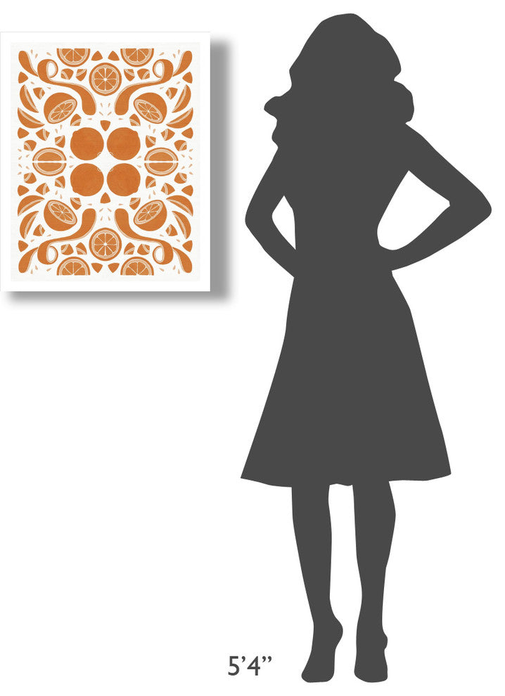 "Retro Orange Otomi Monotone" Digital Paper Print by Elyse DeNeige, 22"x26"