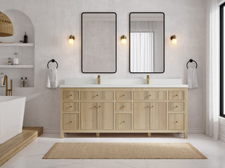 Sonoma Oak 84 Double Sink Bath Vanity with 2" White Quartz