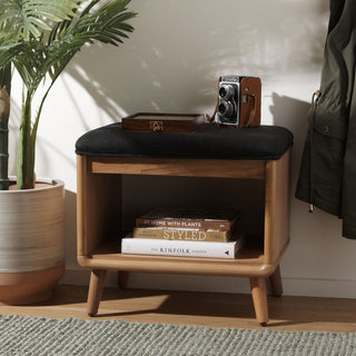 Safavieh Solo Open Shelf Bench, Black/Natural