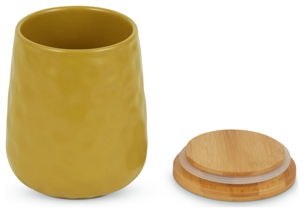 Lemongrass Matte Dimple Texture Ceramic Canister (Set of 2)