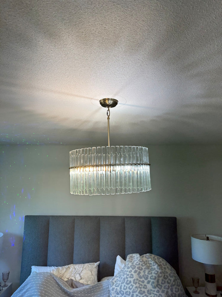 JL Styles Inc Four Light Crystal Chandelier in Brass Finish