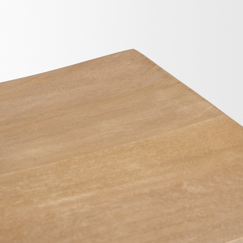 Taniel Light Brown Wood With Black Metal Stool