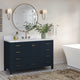 ARIEL Cambridge 55" Oval Sink Blue Bathroom Vanity Quartz Top, No Mirror