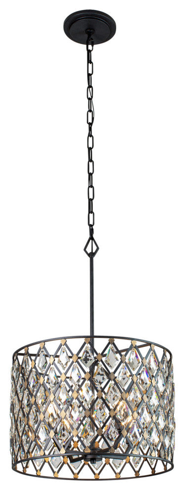Varaluz-345P04CBHG-Four Light Pendant Carbon/Havana Gold