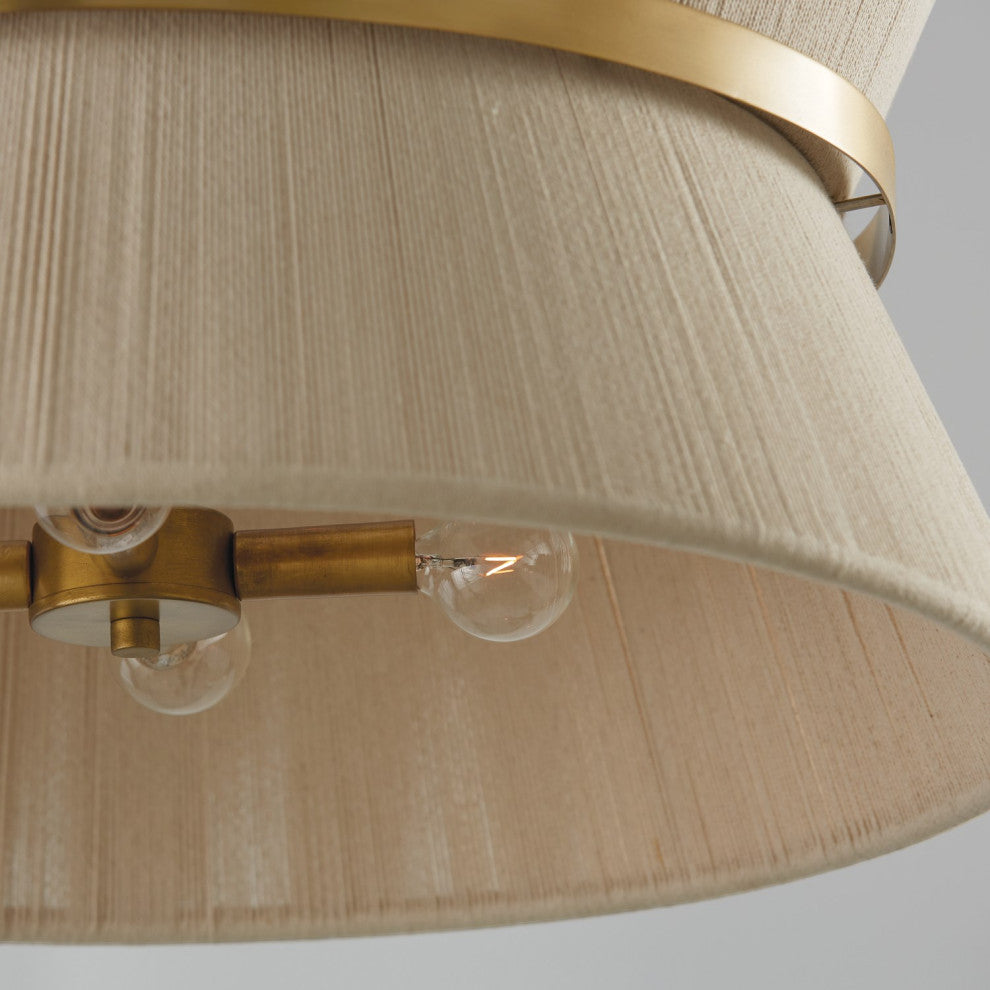 Capital Lighting Cecilia 8-Light Pendant, Bleached Natural Rope/Patina Brass