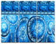 Blue Living Cells Fractal Design, Abstract Triptych Canvas Art, 36x28, 3 Panels