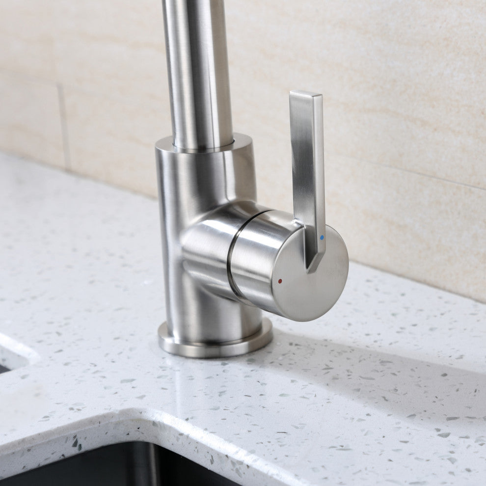 Luxier KTS22-T Single-Handle Pull-Down Sprayer Kitchen Faucet, Brushed Nickel