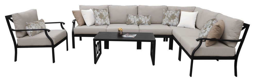 kathy ireland Madison Ave. 8 Piece Aluminum Patio Furniture Set 08d, Truffle
