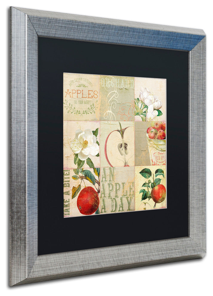 Color Bakery 'Apple Blossoms III' Art, Silver Frame, Black Matte, 16"x16"