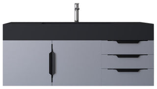 CastelloUSA Amazon 48" Wall Mounted Vanity Set, Gray, Black Top, Black Handles