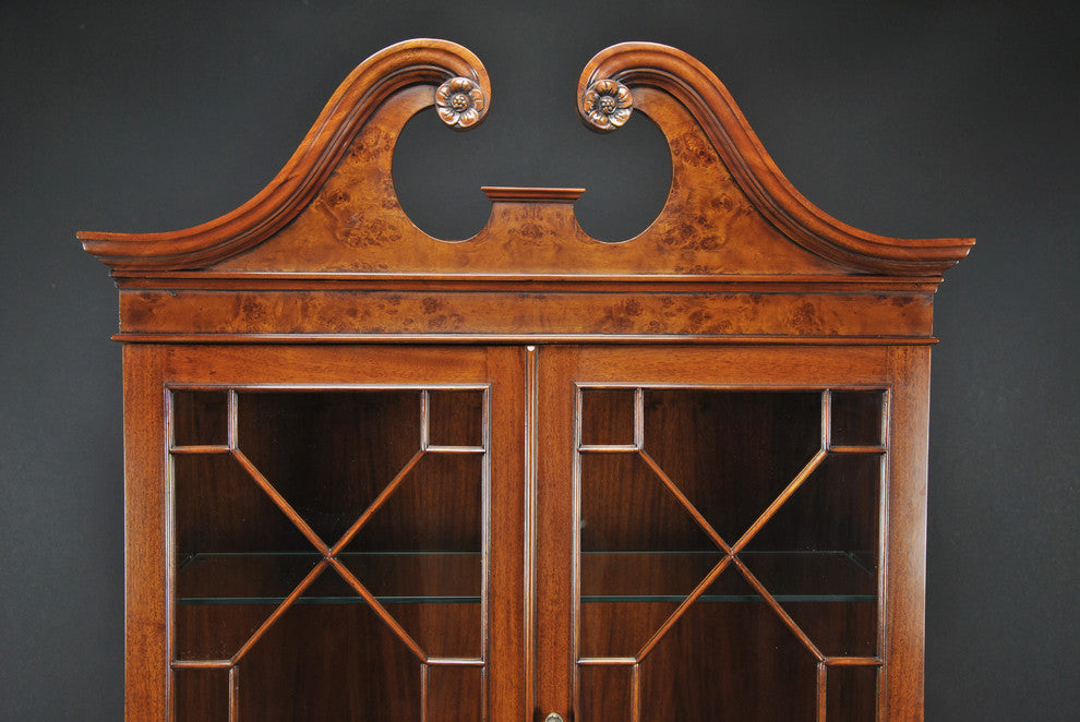 Burled Bookcase Secretary Desk