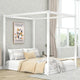 Pine Wood Canopy Bed, Low Profile Platform Bed with support Legs, Queen