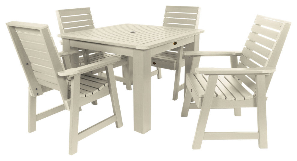 Glennville 5-Piece Square Dining Set, Weathered Acorn, Whitewash