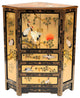 Gold Lacquer Corner Cabinet Cranes