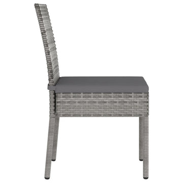 vidaXL Modern Dining Chairs 2 Pcs Patio Rattan Dining Chair Poly Rattan Gray