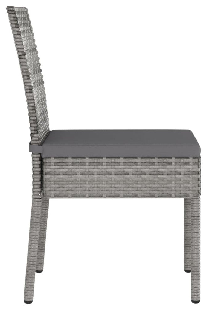 vidaXL Modern Dining Chairs 2 Pcs Patio Rattan Dining Chair Poly Rattan Gray