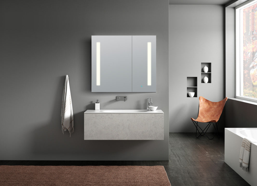 ANZZI Ether 28" x 32" Frameless LED Mirror Bathroom Cabinet With Defogger