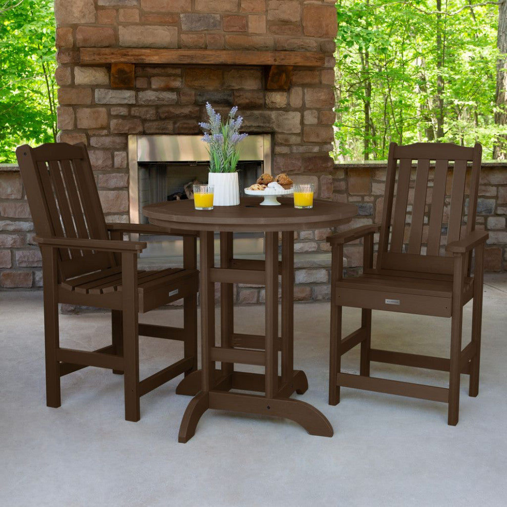 Lehigh 3-Piece Round Counter-Height Dining Set, Weathered Acorn