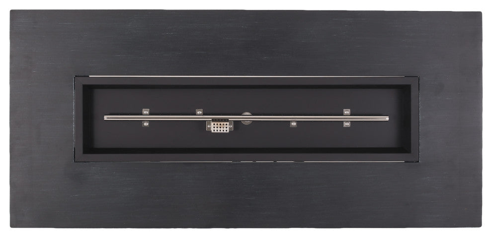 Jasmine Outdoor Iron 50K BTU Rectangular Fire Pit Table, Brushed Black