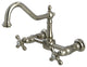 Kingston Brass Two-Handle Wall Mount Bridge Kitchen Faucet, Polished Nickel