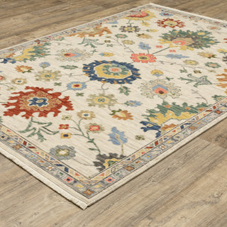 Leoness Vintage Traditional Ivory/ Multi Area Rug, 9'10" x 12'10"