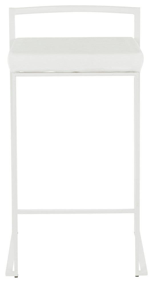 Lumisource Fuji Counter Stools, White With White Velvet, Set of 2