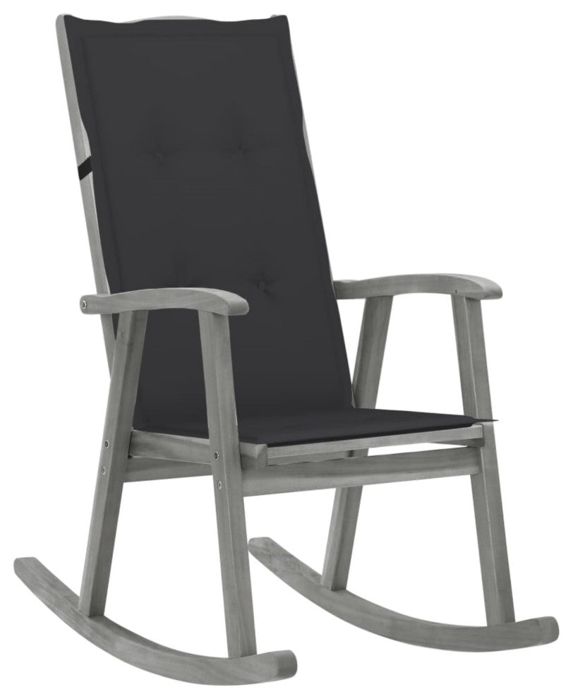 Vidaxl Rocking Chair With Cushions Gray Solid Acacia Wood