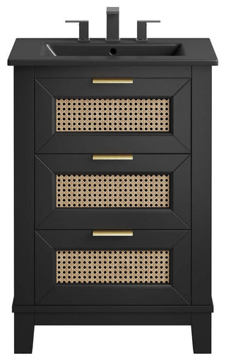 Dixie 24" Solid Wood Bathroom Vanity Cabinet, Black Black
