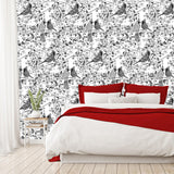 Cardinal's Embrace Wallcovering, Black & White, Roll, Traditional