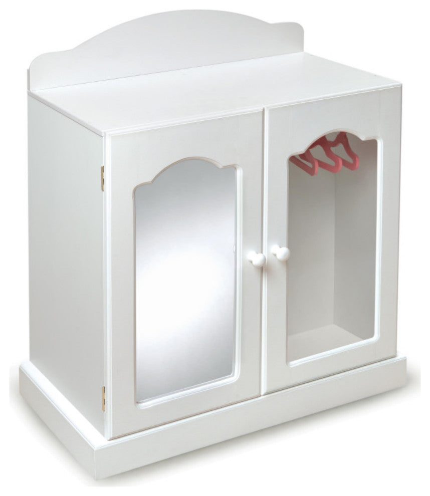 White Mirrored Doll Armoire