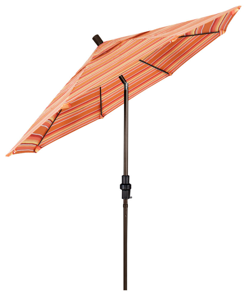 7.5' Bronze Collar Tilt Lift Fiberglass Rib Aluminum Umbrella, Sunbrella, Dolce Mango